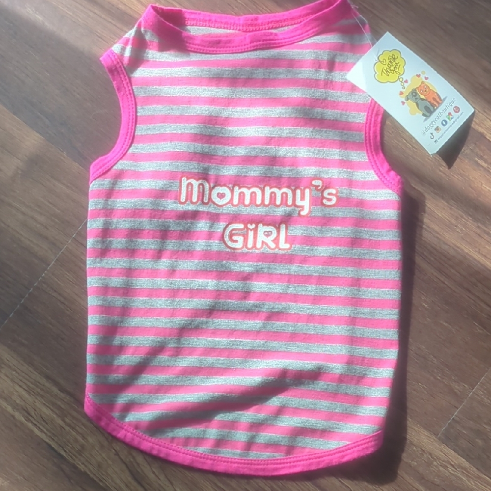 (NEW) Puppia Pink and Gray Striped Dog Shirt